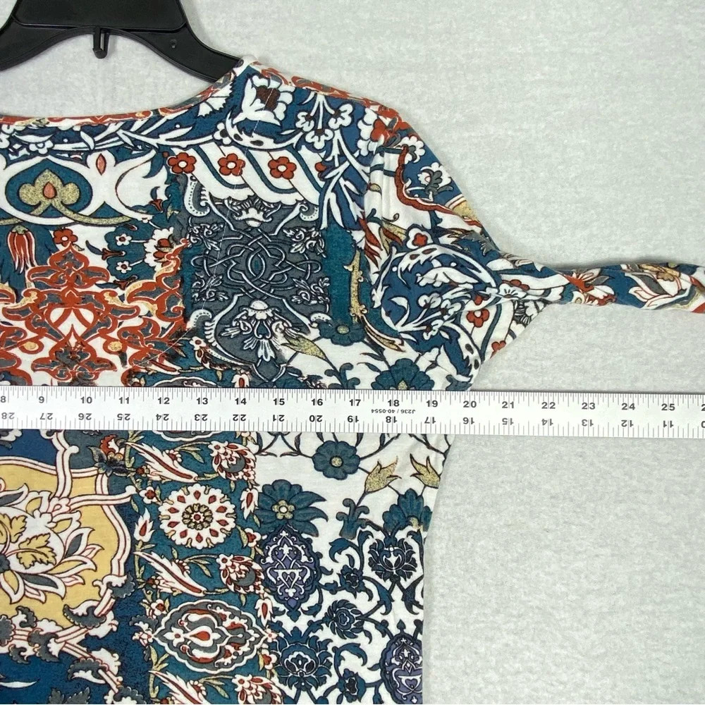 Chico's Paisley Floral Patchwork Top Womens 1 (M/8) Multicolor 3/4 Sleeve V Neck - Picture 10 of 12